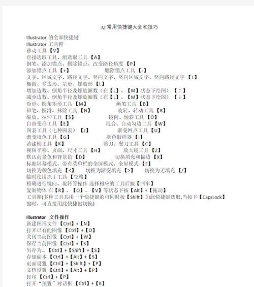 关于AI常用快捷键大全？如何提高工作效率？